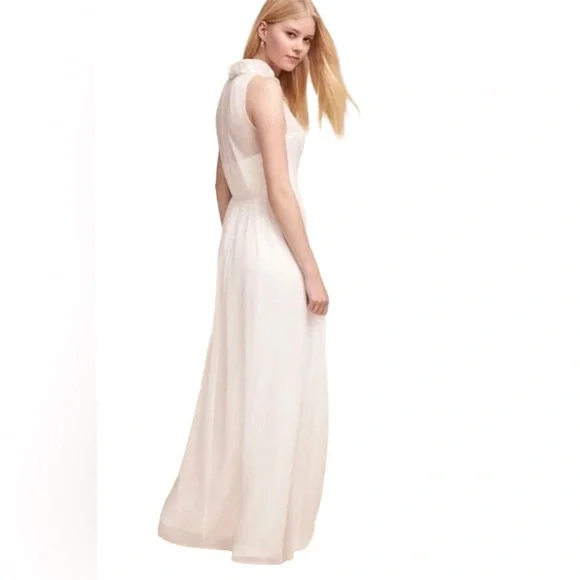 BHLDN Hitherto Camila Silk Maxi Dress Ivory Sheer Bridal Size 4 - Picture 2 of 8